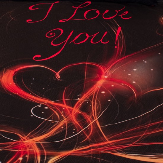 3D луксозен спален комплект за влюбени"I LOVE YOU"