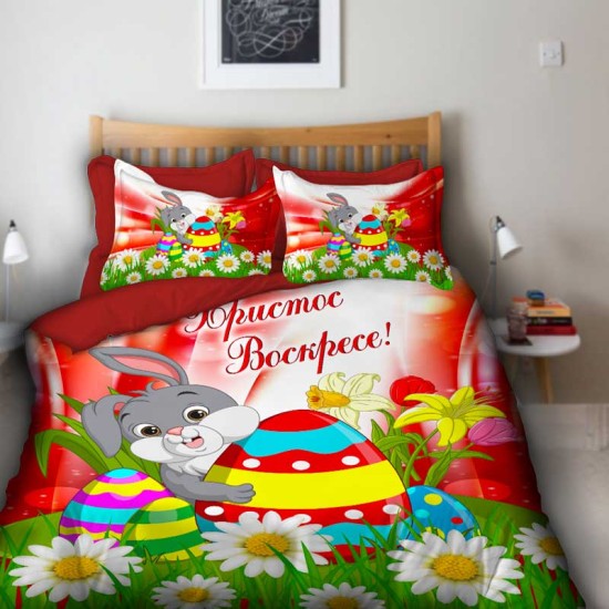 3D луксозен спален комплект Великден в червено