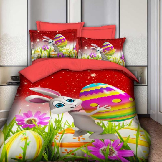 3D луксозен спален комплект Великденско зайче