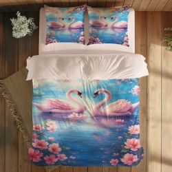 3D луксозен спален комплект Лебеди 13947