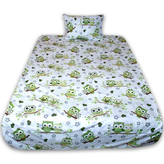 Комплект от спално бельо за бебе Green Owls