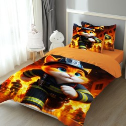 Детско спално бельо с 4K реалистичен принт „Пожарникар“ 14184– Българско производство