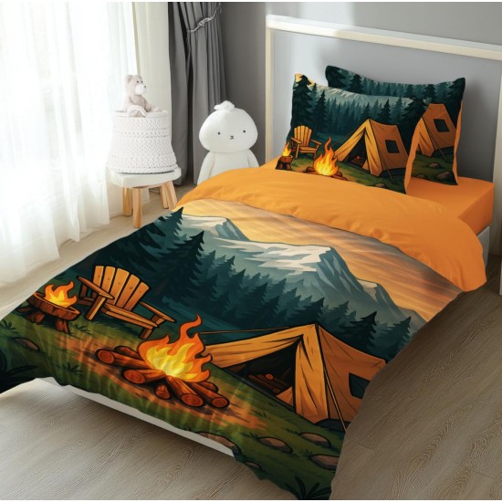 Детско спално бельо с 4K реалистичен принт „Къмпинг“ 14204 – Българско производство