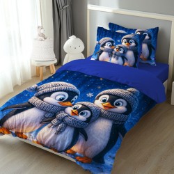 Детско спално бельо с 4K реалистичен принт „Пингвини“ 14161 – Българско производство