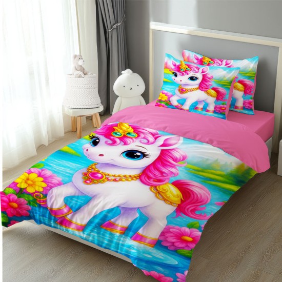 Детско спално бельо с 4K реалистичен принт „Еднорог“ 14163 – Българско производство