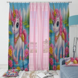 Плътно детско перде с 4K реалистичен принт „Еднорог“ 14164 - Българско производство
