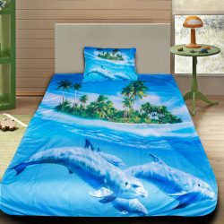 3D луксозен детски спален комплект Делфини 4547