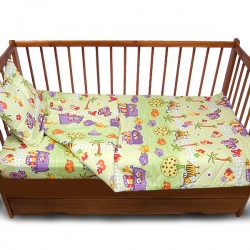 Комплект от спално бельо за бебе в зелено