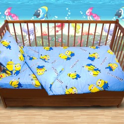 Комплект от спално бельо за бебе Minions в синьо
