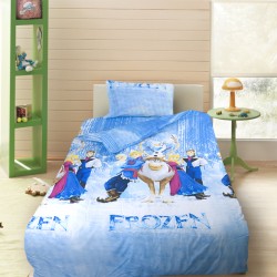 Комплект от детско луксозно спално бельо Frozen на син фон