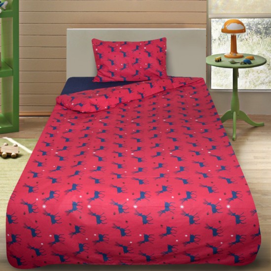 Комплект от детско луксозно спално бельо червени елени