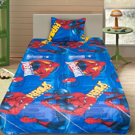Комплект от детско луксозно спално бельо Spiderman blue
