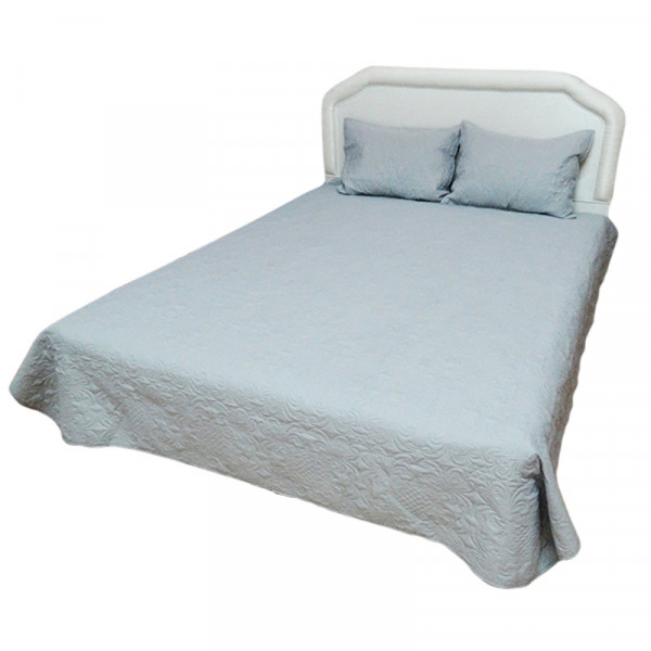Луксозна двулицева кувертюра за спалня с подарък 2 броя калъфки в цвят сив
