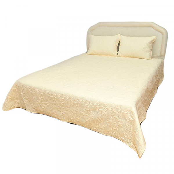 Луксозна двулицева кувертюра за спалня с подарък 2 броя калъфки в цвят слонова кост