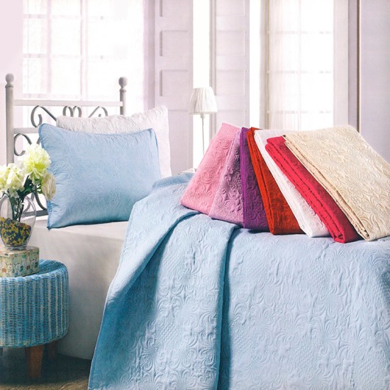 Луксозна двулицева кувертюра за спалня с подарък 2 броя калъфки в цвят светло сив