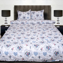 Комплект от луксозно спално бельо White-blue hearts