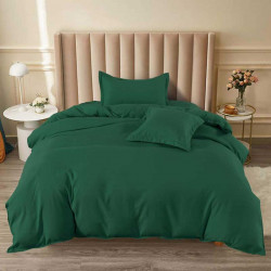Луксозен спален комплект от едноцветен Ранфорс в Тъмно зелен цвят