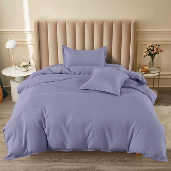 Луксозен спален комплект от едноцветен Ранфорс в цвят Гълъбово синьо