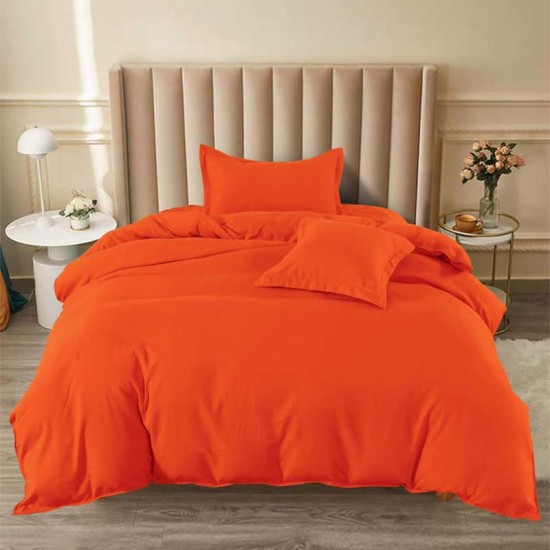 Луксозен спален комплект от едноцветен Ранфорс в Оранжев цвят 
