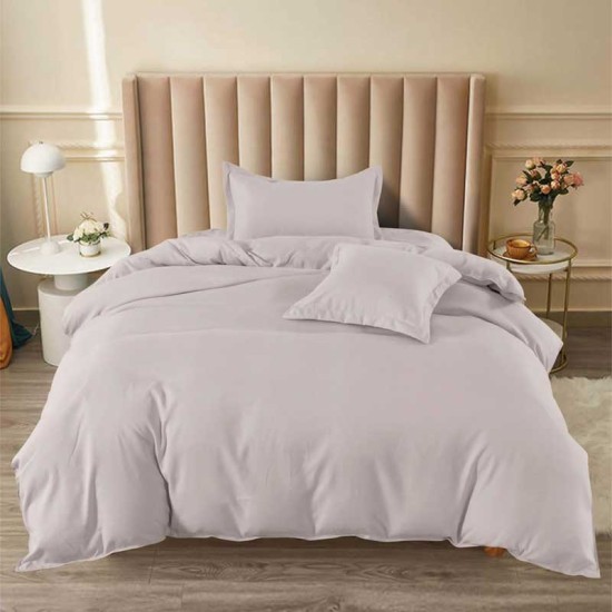 Луксозен спален комплект от едноцветен Ранфорс в Светло сив цвят 
