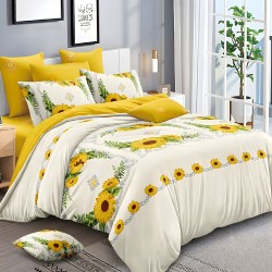 Двулицево спално бельо от 6 части с ластик Слънчогледи Двулицево спално бельо от 6 части с ластик Слънчогледи