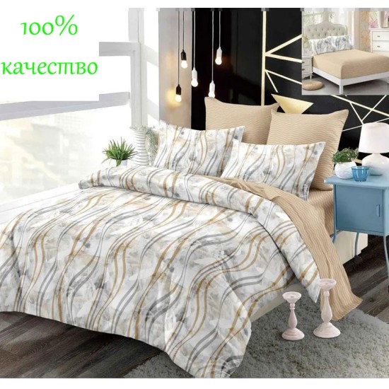 Голям комплект спално бельо от 6 части с ластик Фрея