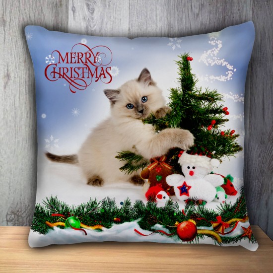 Пухкава декоративна възглавница KITTEN CHRISTMAS