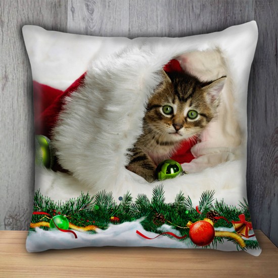 Пухкава декоративна възглавница FLUFFI CAT CHRISTMAS