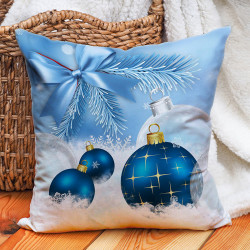 Пухкава декоративна възглавница с Коледна синя топка