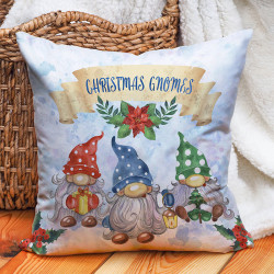 Пухкава декоративна възглавница с Коледни джуджета