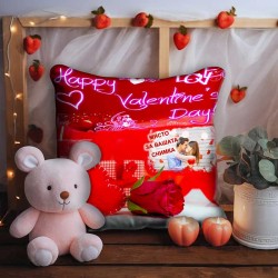 Пухкава декоративна възглавница за Свети Валентин с ваша снимка 12220
