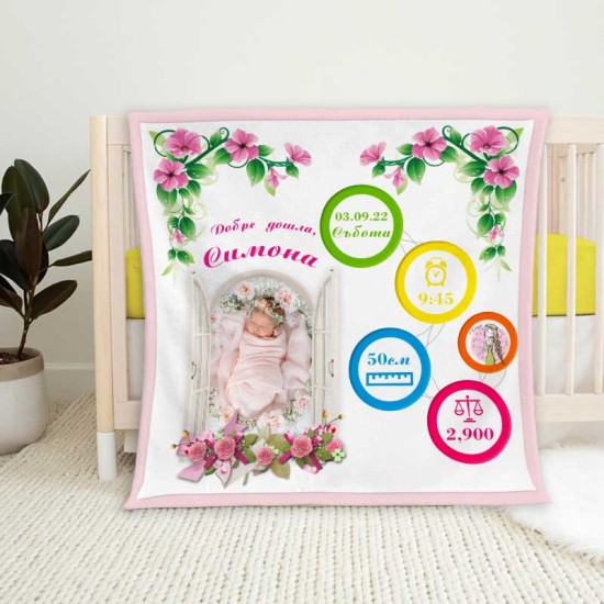 Персонално бебешко одеяло с Ваша снимка Цветна градина