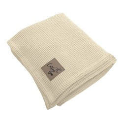 Памучно вафлено одеяло в цвят екрю