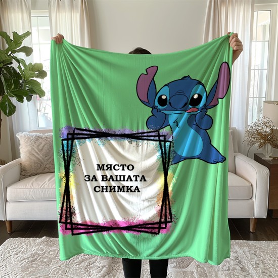 Детско одеяло с 3D цветен принт и Ваше име Stitch 14117