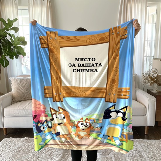 Детско одеяло с 3D цветен принт и Ваша снимка Bluey 14122