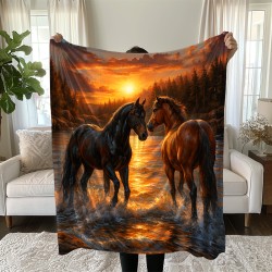 Одеяло с цветен дизайн на коне 