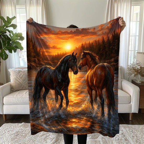 Одеяло с цветен дизайн на коне 