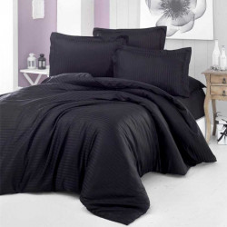 Луксозен спален комплект от памучен Сатен Райе в черно