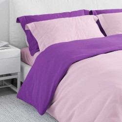 Комплект двулицево Българско спално бельо от Ранфорс в розово и лилаво