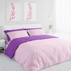 Комплект двулицево Българско спално бельо от Ранфорс в розово и лилаво