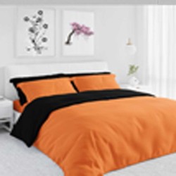 Комплект двулицево Българско спално бельо от Ранфорс Оранжево и черно