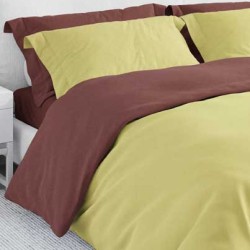 Комплект двулицево Българско спално бельо от Ранфорс в кафяво и жълто
