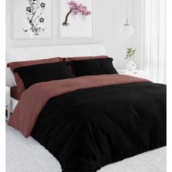 Комплект двулицево Българско спално бельо от Ранфорс в черно и кафяво