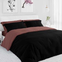 Комплект двулицево Българско спално бельо от Ранфорс в черно и кафяво