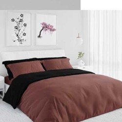 Комплект двулицево Българско спално бельо от Ранфорс в черно и кафяво