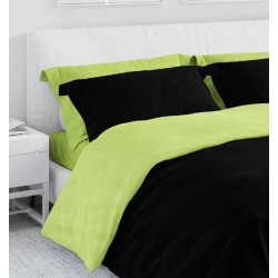 Комплект двулицево Българско спално бельо от Ранфорс в черно и зелено