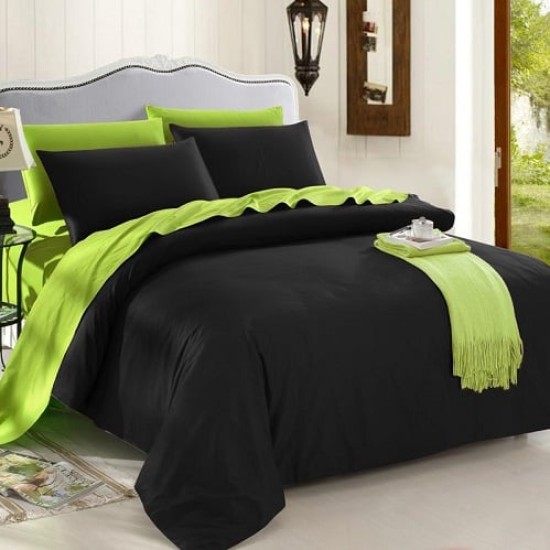 Луксозен двулицев спален комплект от 6 части Зелено и черно