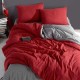 Памучен спален комплект от две лица - червено и сиво