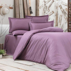 Луксозен спален комплект от памучен Сатен Райе в лилаво