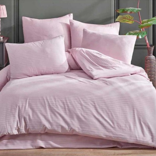 Луксозен спален комплект от памучен Сатен Райе в розово